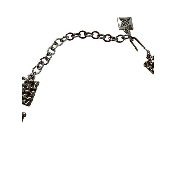 Vintage Choker Necklace 12-15" Pierced Silvertone Geometric Links - Picture 4 of 6